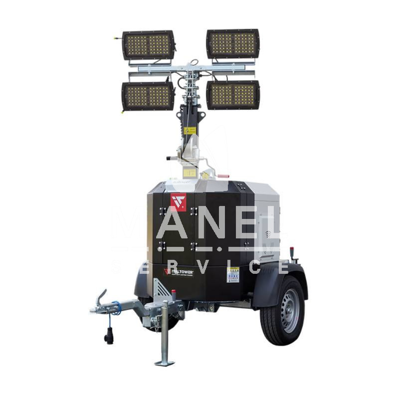 italtower mantis pro07 lighting tower 4x320 w multiled with homologated trolley and generator stagev