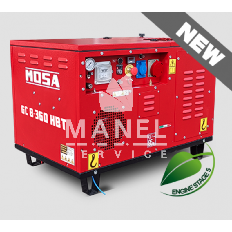 mosa gc8360hbt generatore con compressore integrato 64kw 400v 95 bar